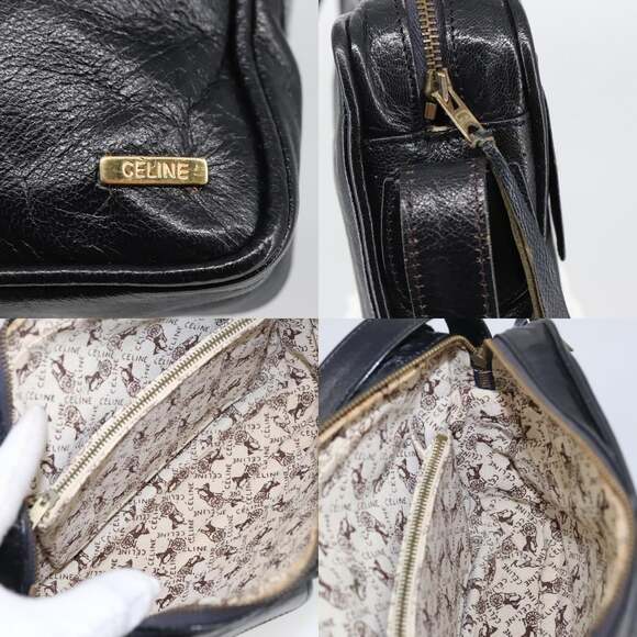 CELINE Shoulder Bag Leather Black Gold - Picture 11 of 13